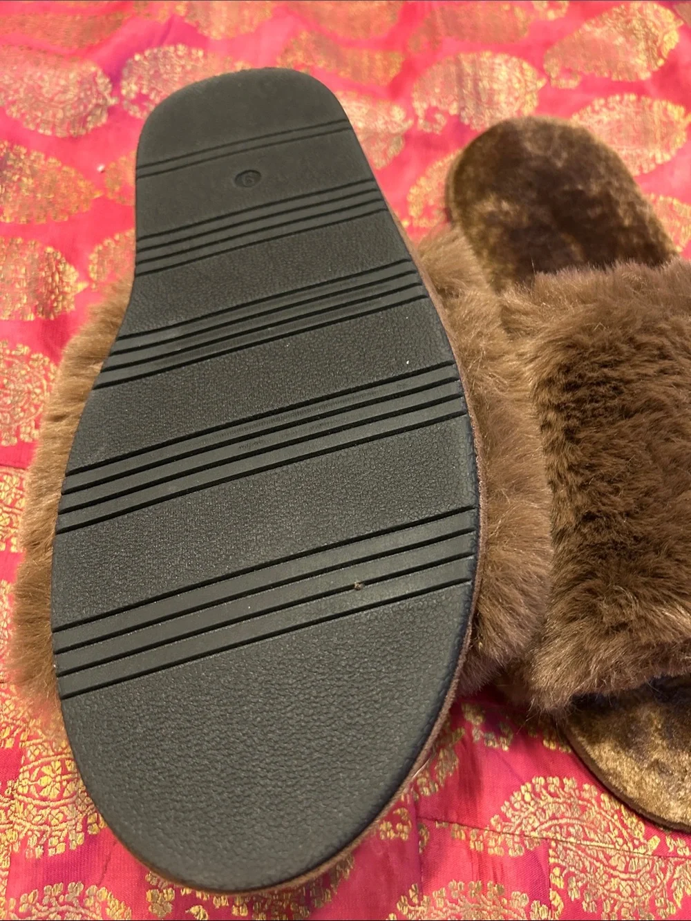 Asos Plush Faux Fur Slide Slippers - Brown